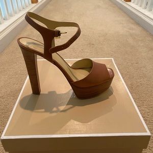 Brand New, Michael Kors Brown Leather Open Toe
